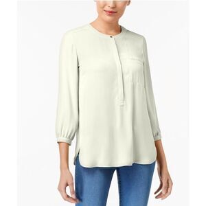 JM Collection Petite Pleated-Back Blouse Eggshell PL